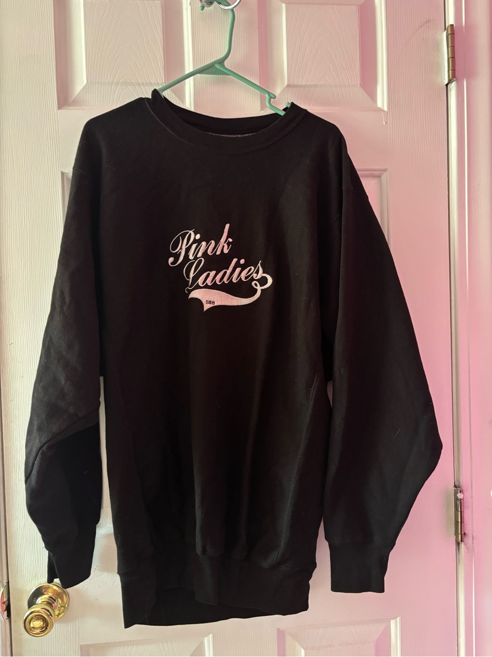 Vintage Steve & Barry's Pink Ladies Crewneck Sweatshirt Black Large - Picture 2 of 10